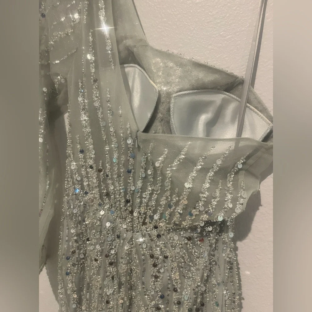 Gianni Binni Gorgeous One Shoulder Sequin Jewel elegant Gown